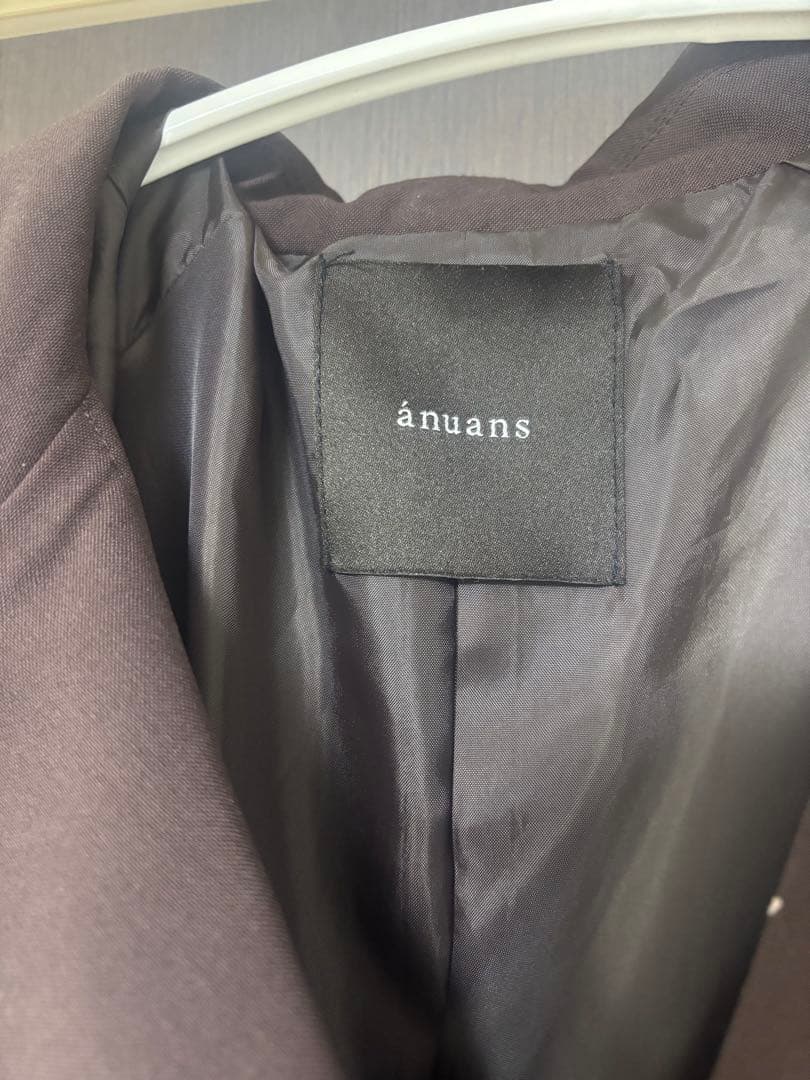 anuans ウールブレンドフレアトレンチコート　ブラウン