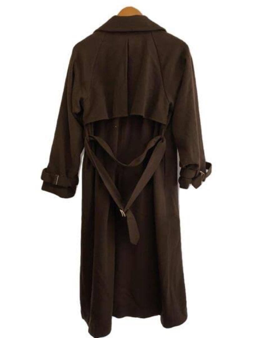 anuans ウールブレンドフレアトレンチコート　ブラウン