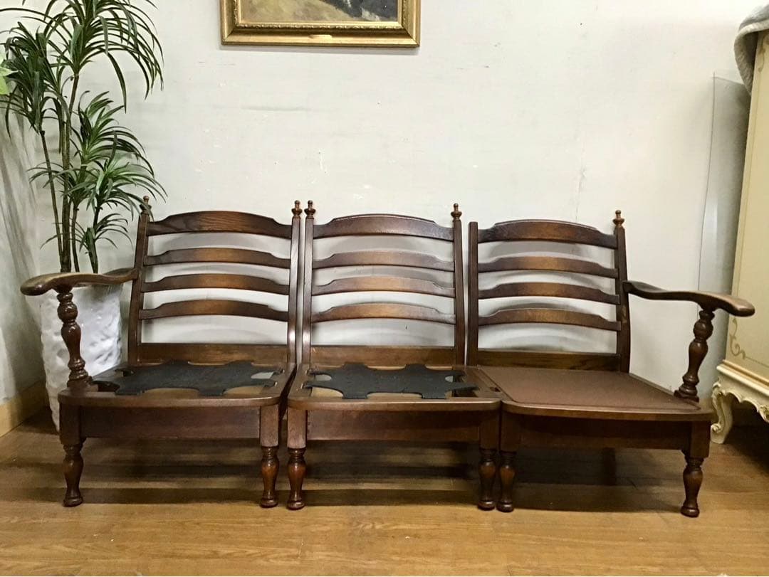 管168飛騨産業☆キツツキマーク☆3人掛けソファー