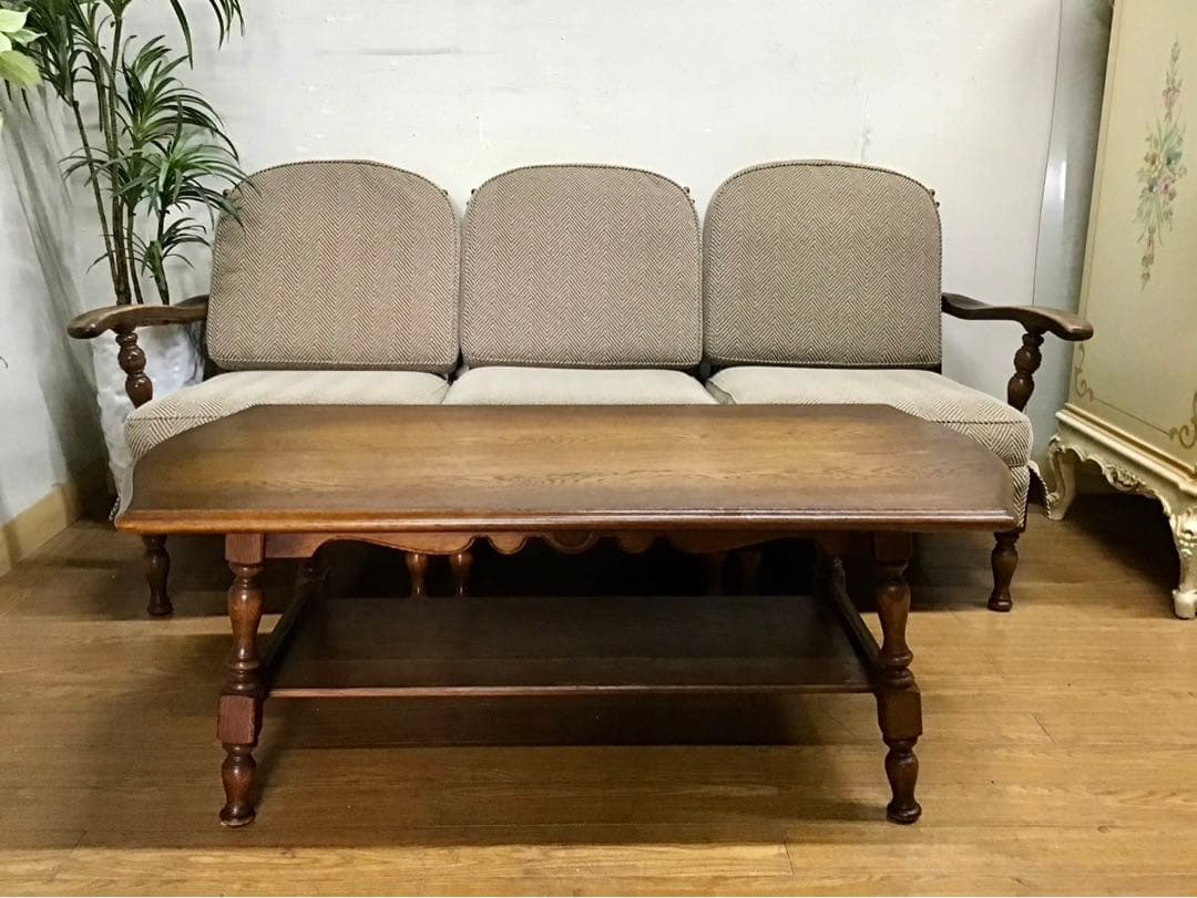 管168飛騨産業☆キツツキマーク☆3人掛けソファー