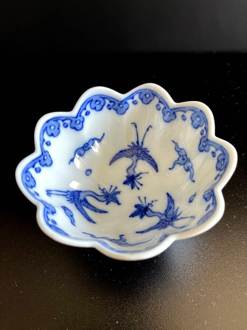 有田瑞峯窯　染付三つ足の 花輪鉢5客セット