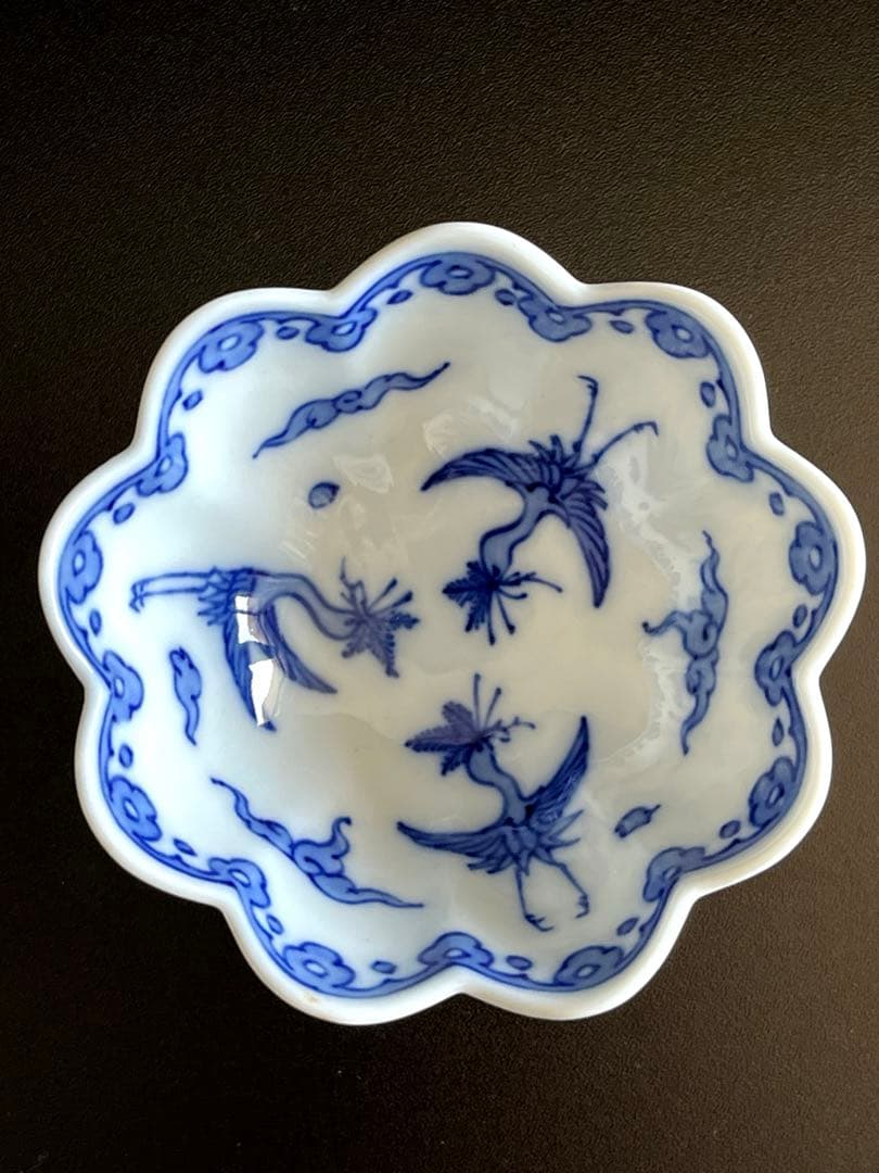 有田瑞峯窯　染付三つ足の 花輪鉢5客セット