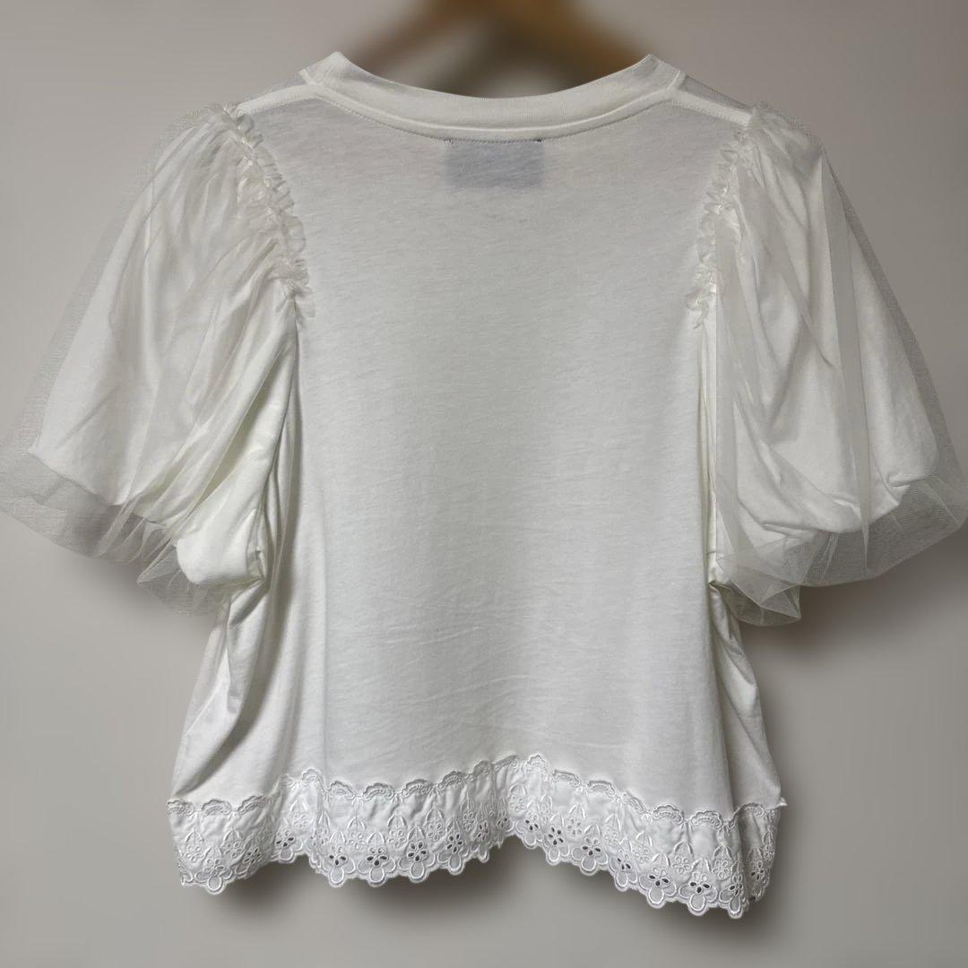 Simone Rocha パフスリーブ Tシャツ レース 白