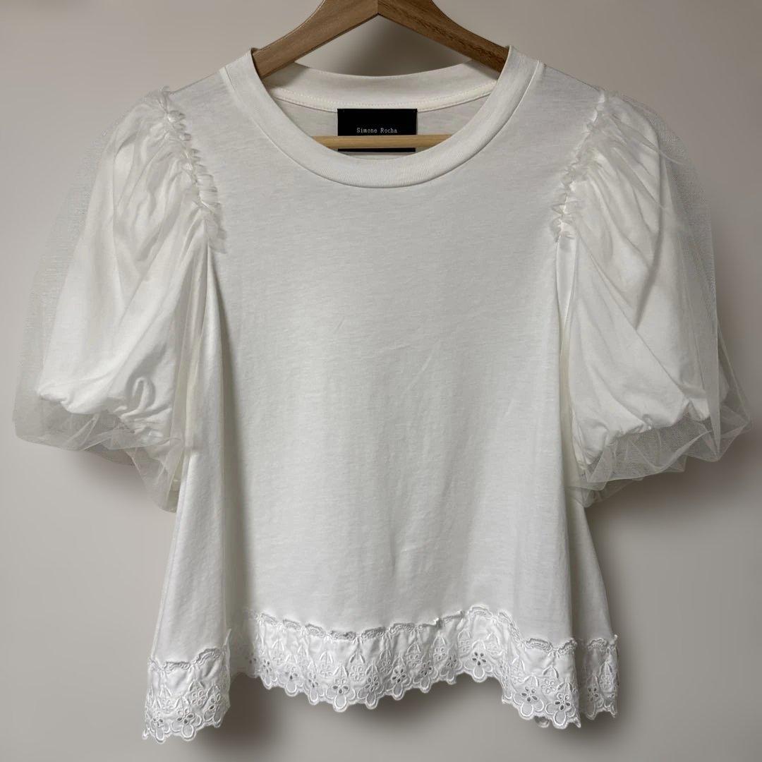 Simone Rocha パフスリーブ Tシャツ レース 白