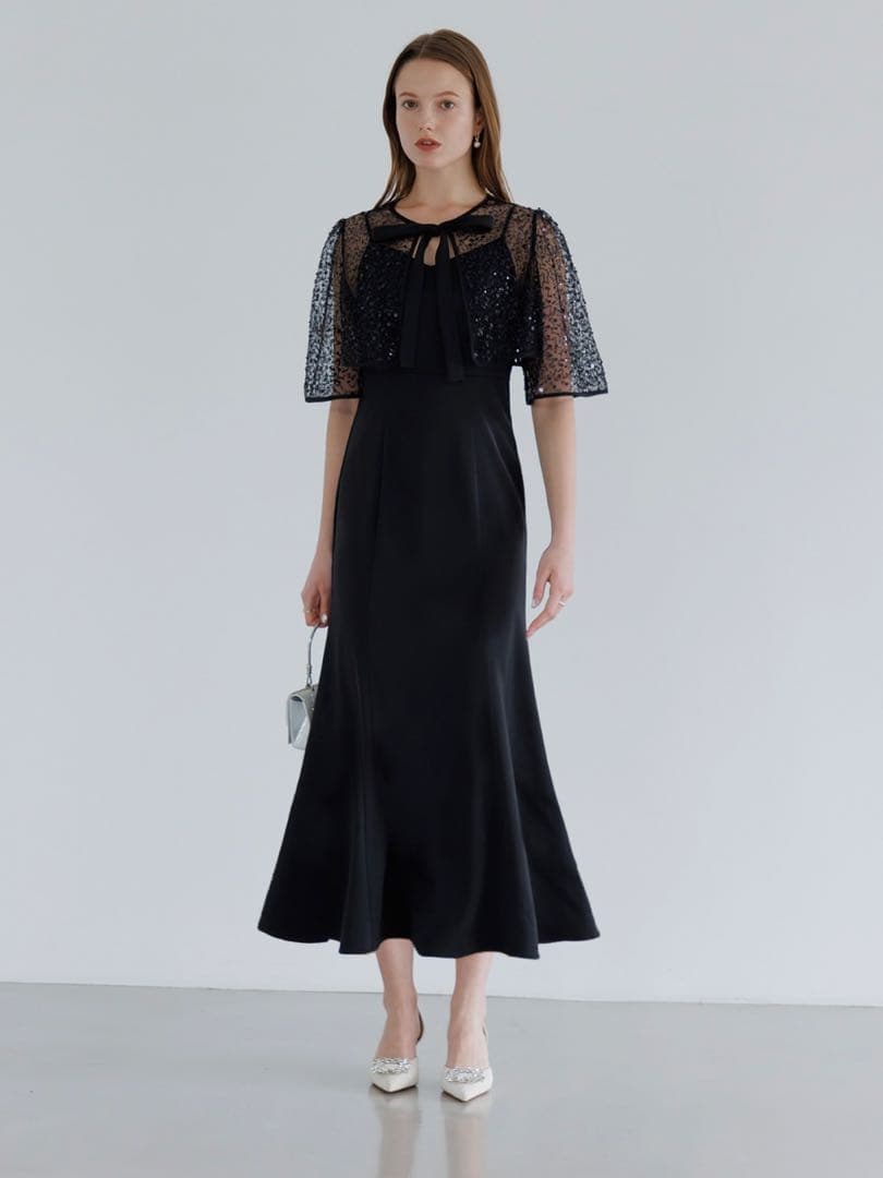 スパンコールビジューボレロマーメイドワンピースドレス結婚式パーティー二次会成人式