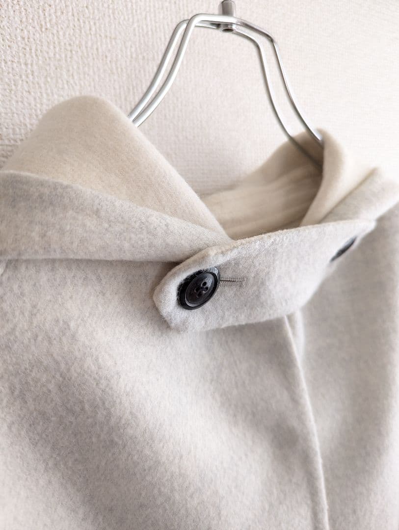 【良品】Tomorrowland Wフェイスウールマントコート　薄グレー