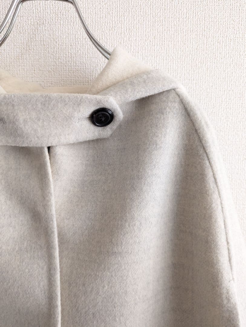 【良品】Tomorrowland Wフェイスウールマントコート　薄グレー