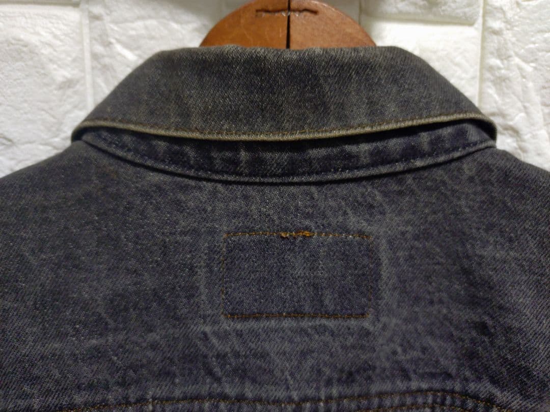 80s★USA製リーバイス★70506先染めブラックデニムジャケット黒42R極上