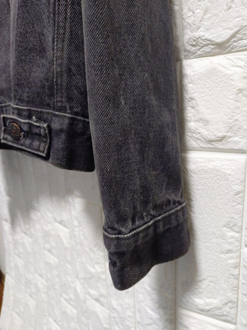 80s★USA製リーバイス★70506先染めブラックデニムジャケット黒42R極上