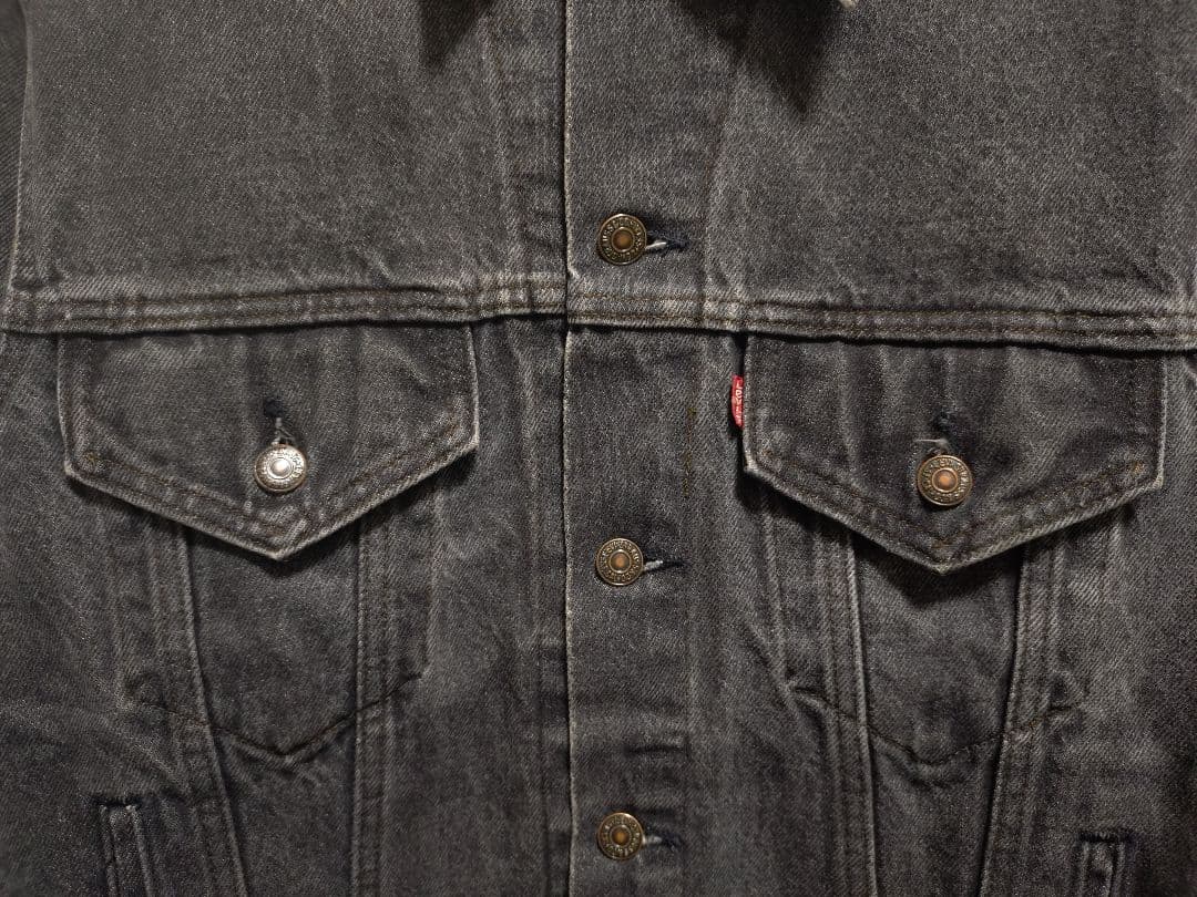 80s★USA製リーバイス★70506先染めブラックデニムジャケット黒42R極上