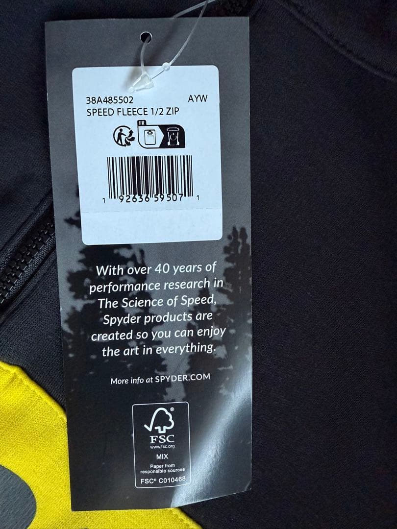 新品 SPYDER SPEED FLEECE 1/2 ZIP イエロー M