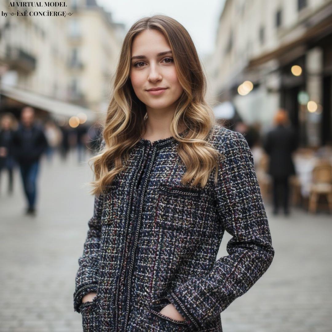 値下げ依頼品 パナジ ゴア ウールマルチミックスツイードノーカラーコート