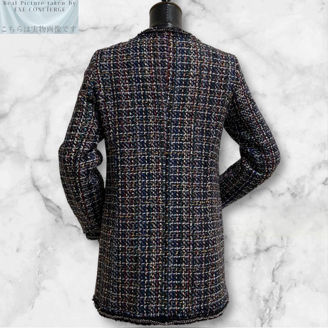 値下げ依頼品 パナジ ゴア ウールマルチミックスツイードノーカラーコート