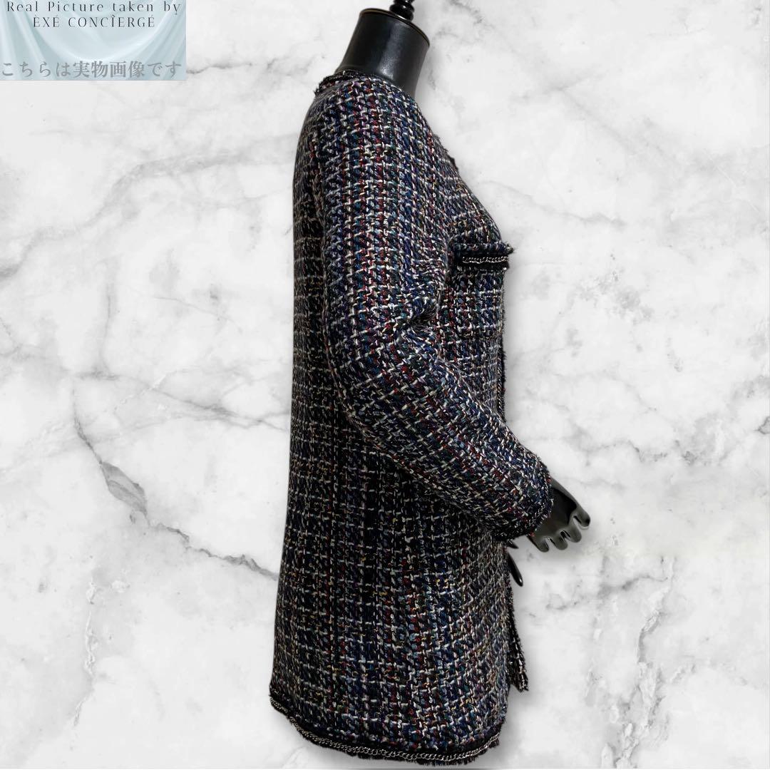 値下げ依頼品 パナジ ゴア ウールマルチミックスツイードノーカラーコート