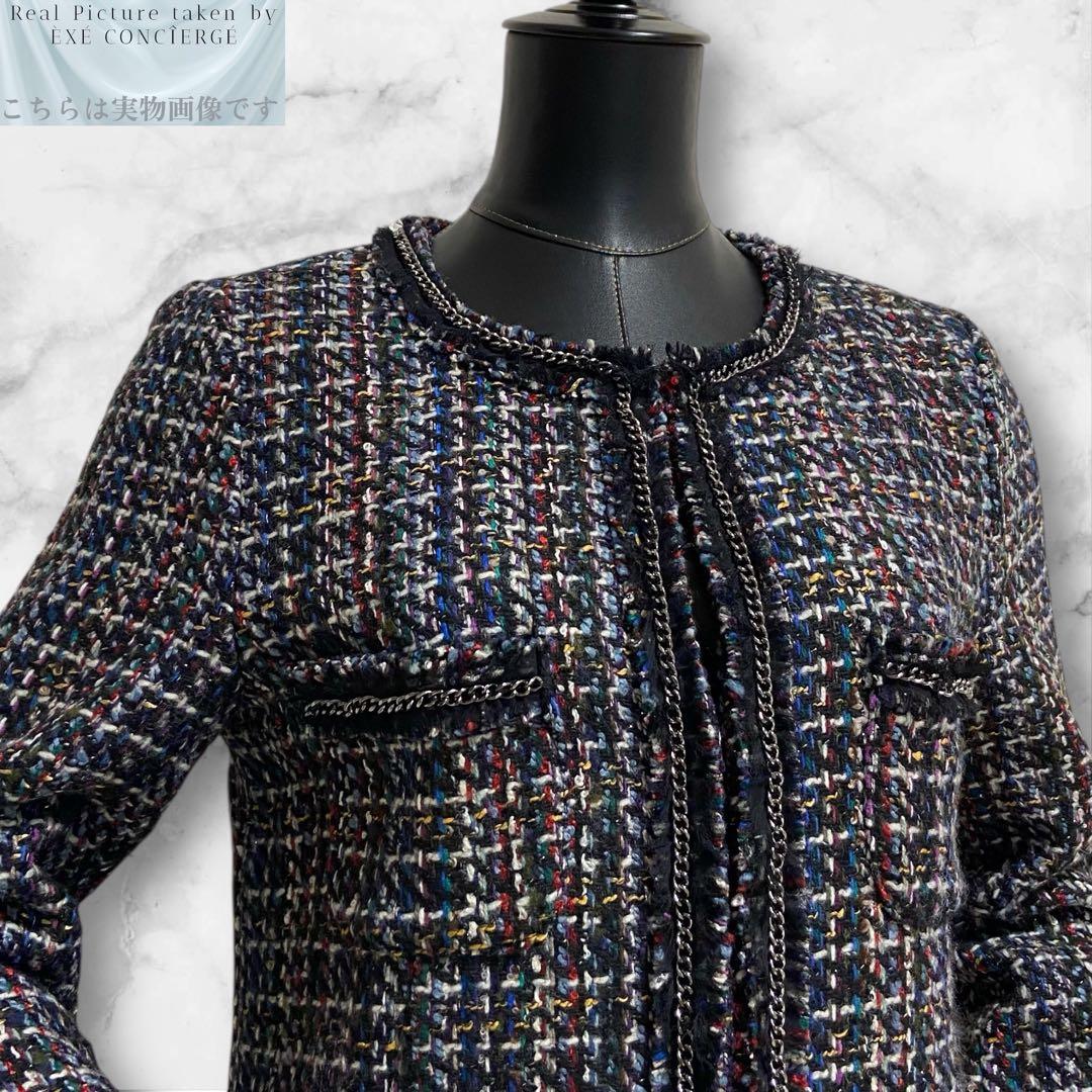 値下げ依頼品 パナジ ゴア ウールマルチミックスツイードノーカラーコート