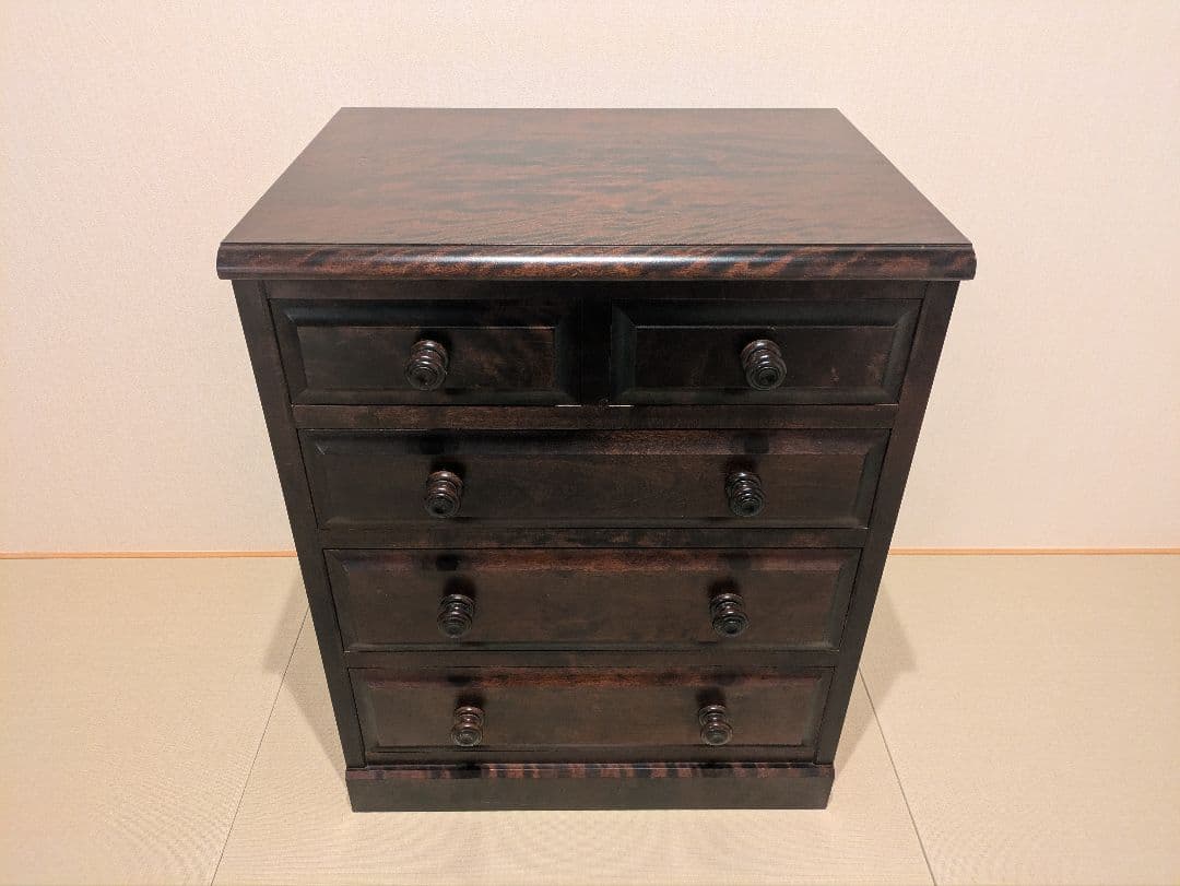 【北海道民芸家具】北民 チェスト タンス 5段 整理箪笥 無垢材 和モダン 虎斑