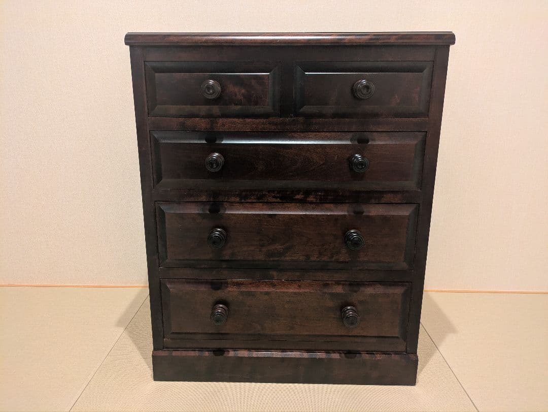 【北海道民芸家具】北民 チェスト タンス 5段 整理箪笥 無垢材 和モダン 虎斑