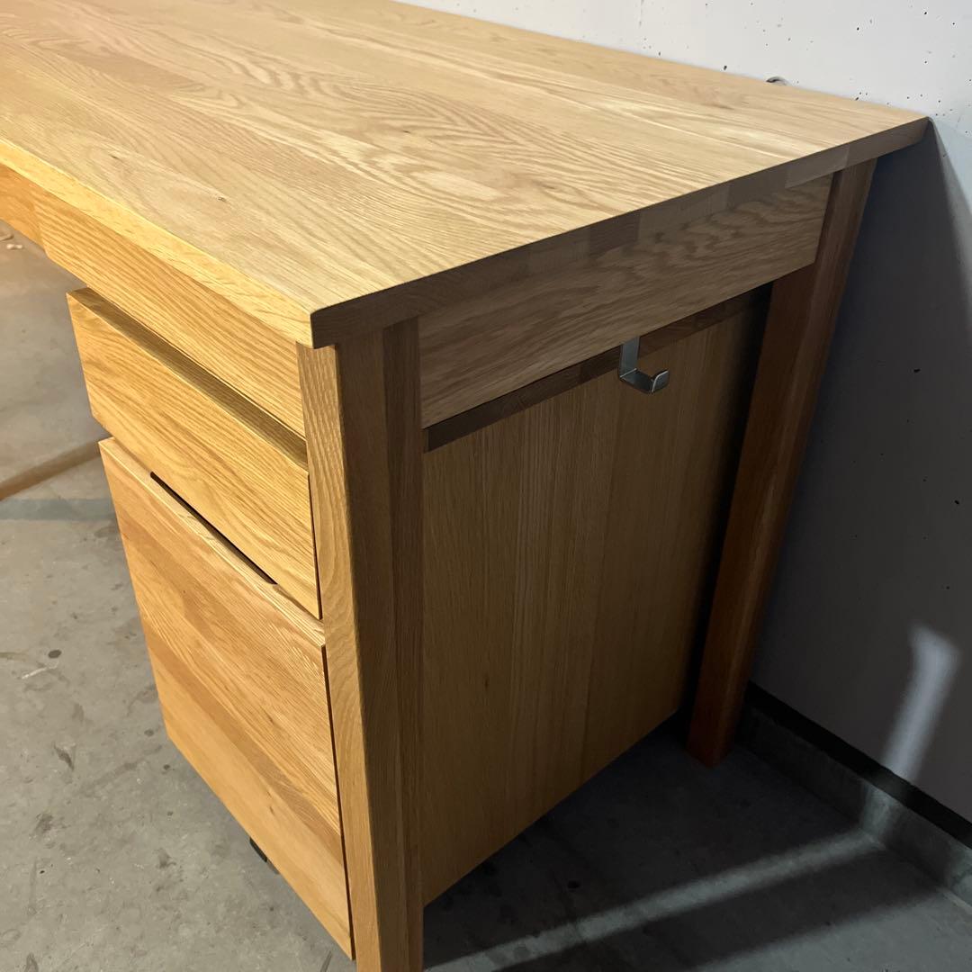 無印★無垢材デスク・オーク材・デスクキャビネットセット