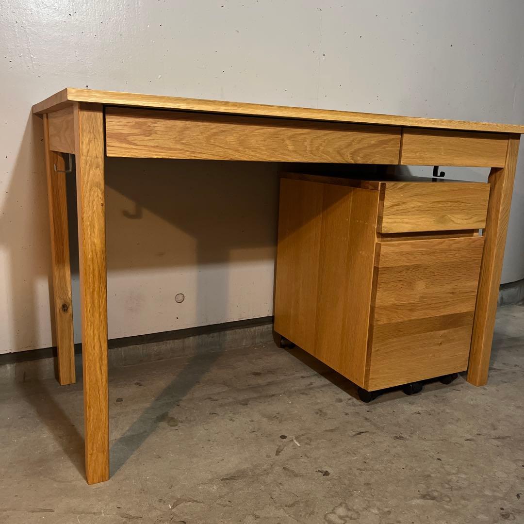 無印★無垢材デスク・オーク材・デスクキャビネットセット