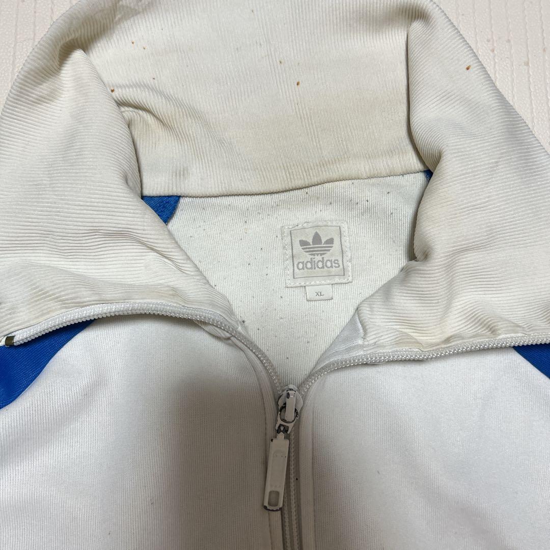 90s あのちゃん アディダス 刺繍トラックジャケットadidas XL 青　白