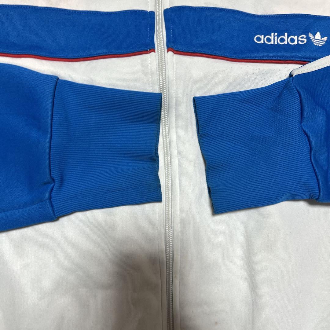 90s あのちゃん アディダス 刺繍トラックジャケットadidas XL 青　白