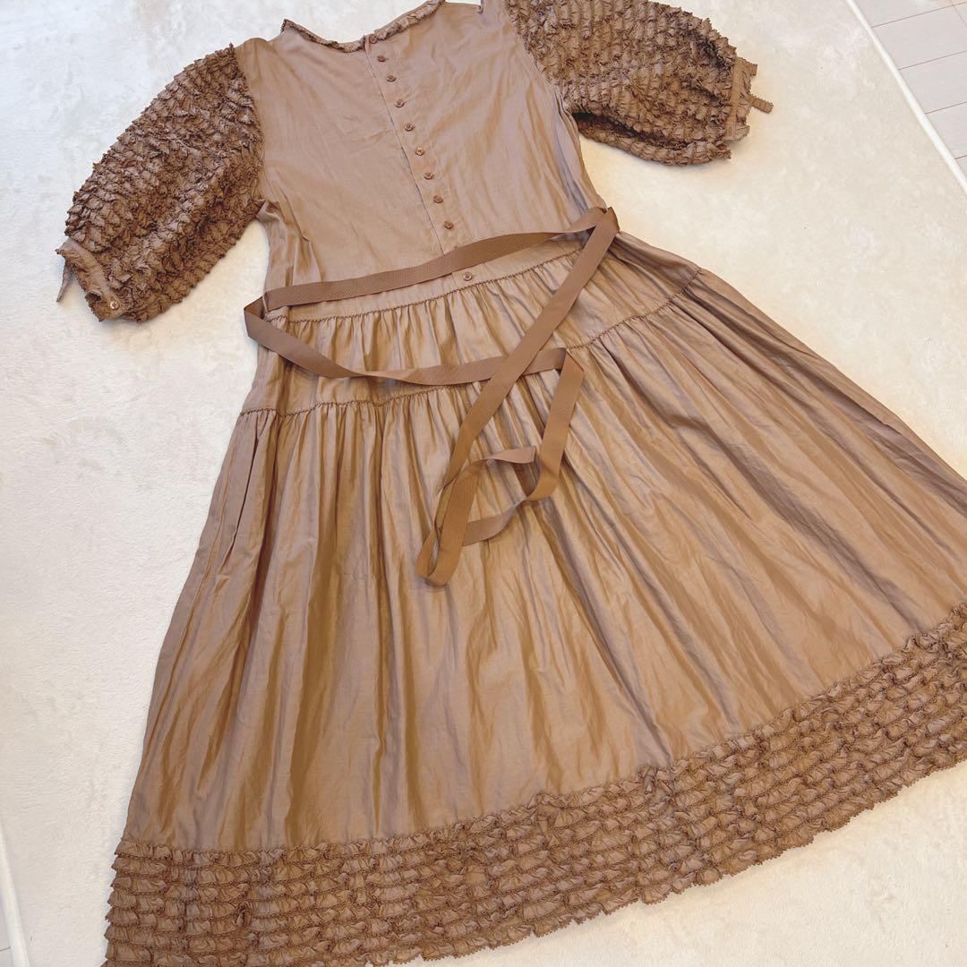 【美品】ピンクハウス 綿ローンフリル使いワンピース　ローズジャム瓶シリーズ