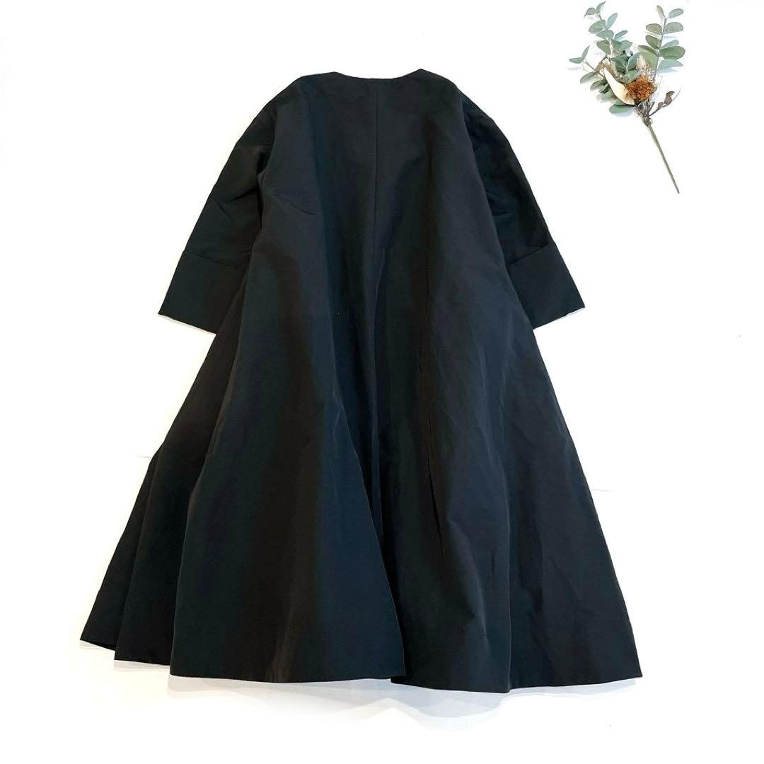 cygne シーニュ　Aラインボリュームフレアコート 黒　スプリングコート