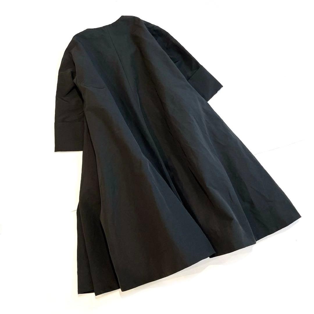 cygne シーニュ　Aラインボリュームフレアコート 黒　スプリングコート