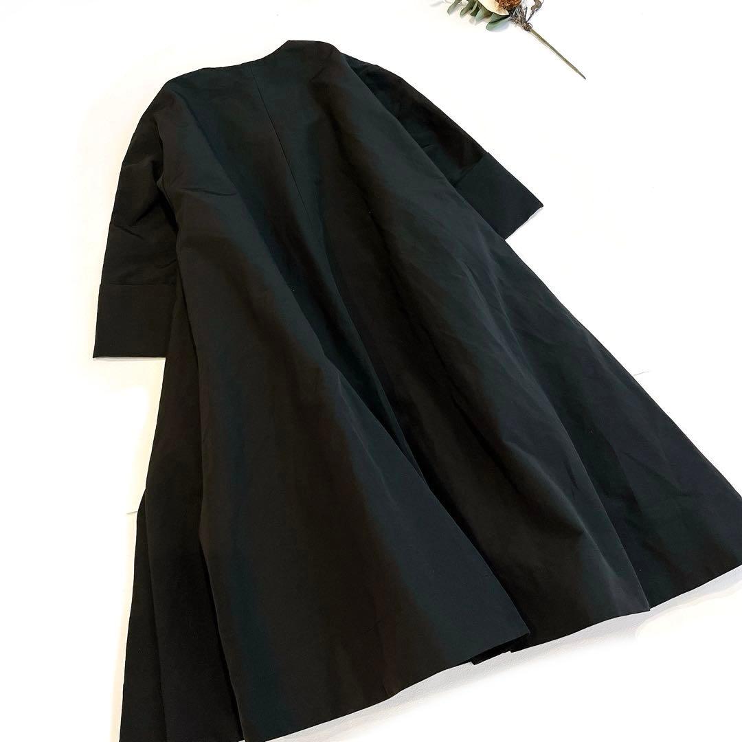 cygne シーニュ　Aラインボリュームフレアコート 黒　スプリングコート