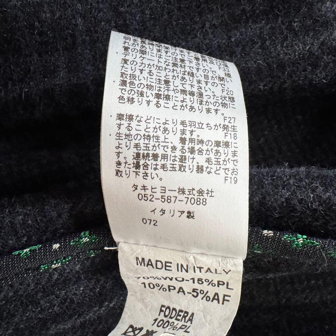 【BOB ボブ】チェスターコート　ロング　ダブル　チェック柄　紺 金ボタン　M