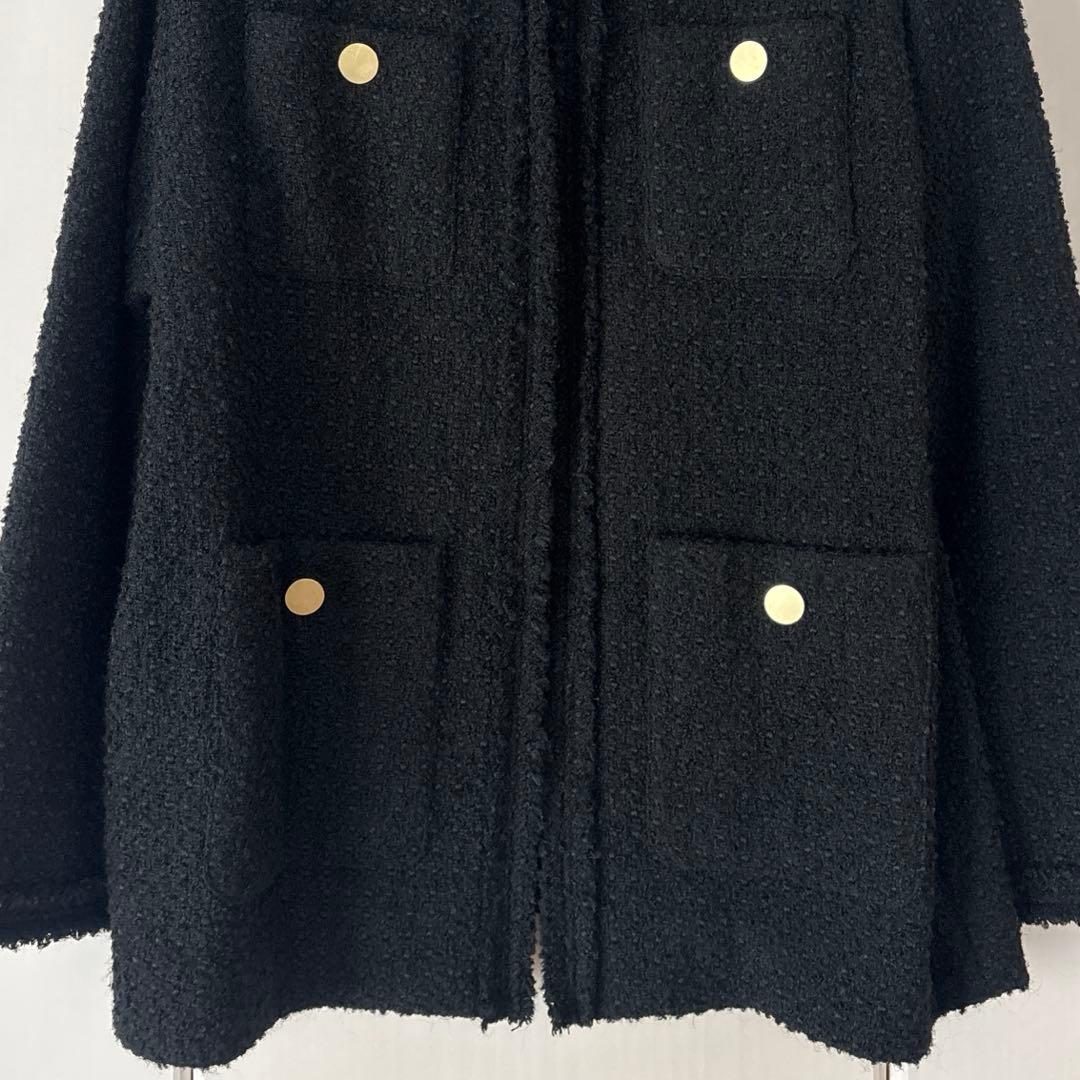 RIVE DROITE ツイードフリンジジャケット ブラック セレモニー