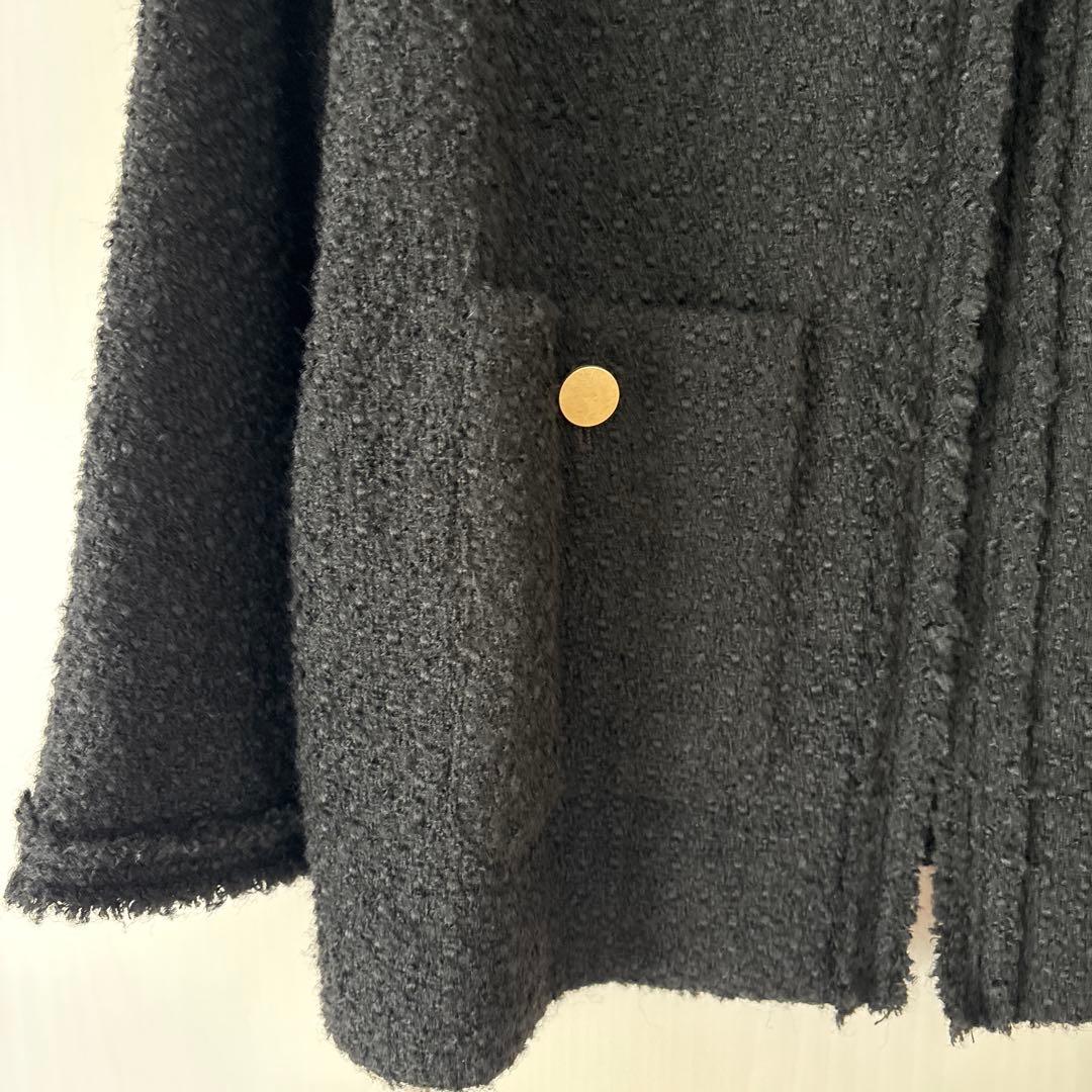 RIVE DROITE ツイードフリンジジャケット ブラック セレモニー