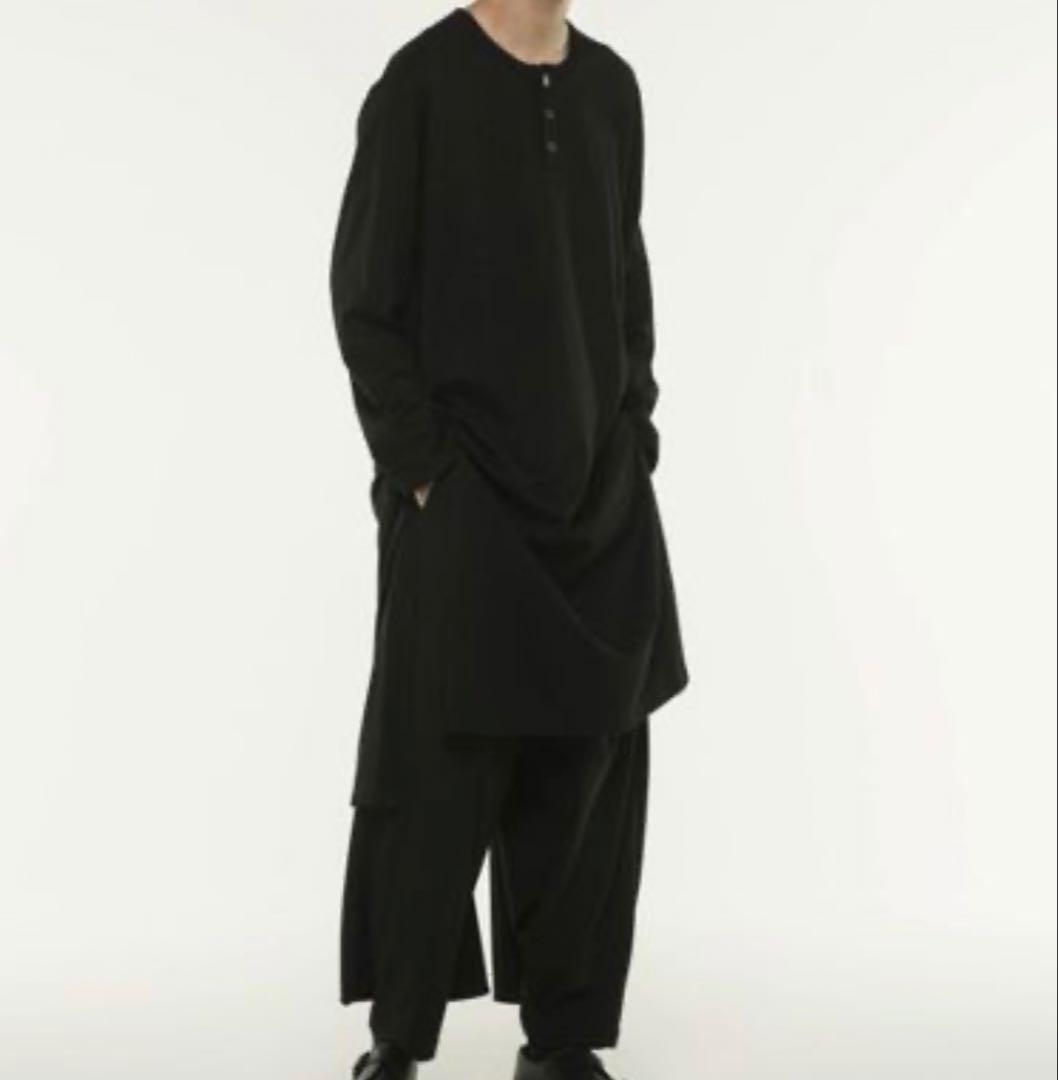 値下げ交渉可能　Yohji Yamamoto ヘンリーネックアシメトリーロンT