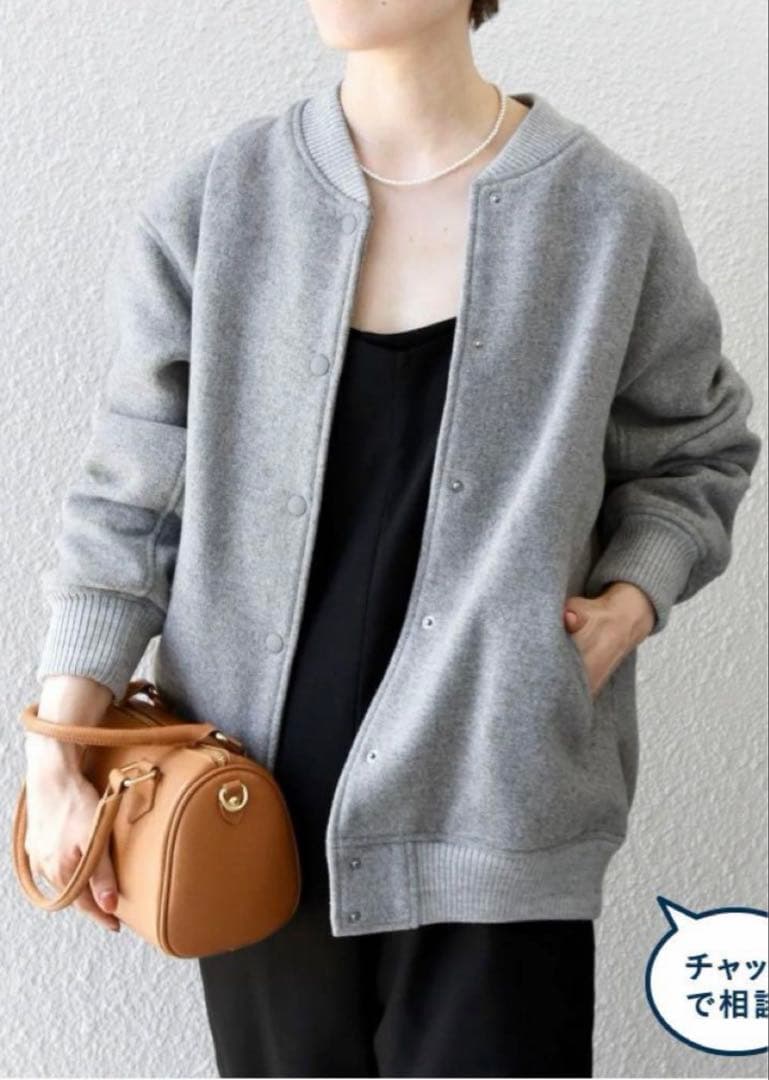 ★美品★SHIPS any バーシティジャケット スタジャン グレー