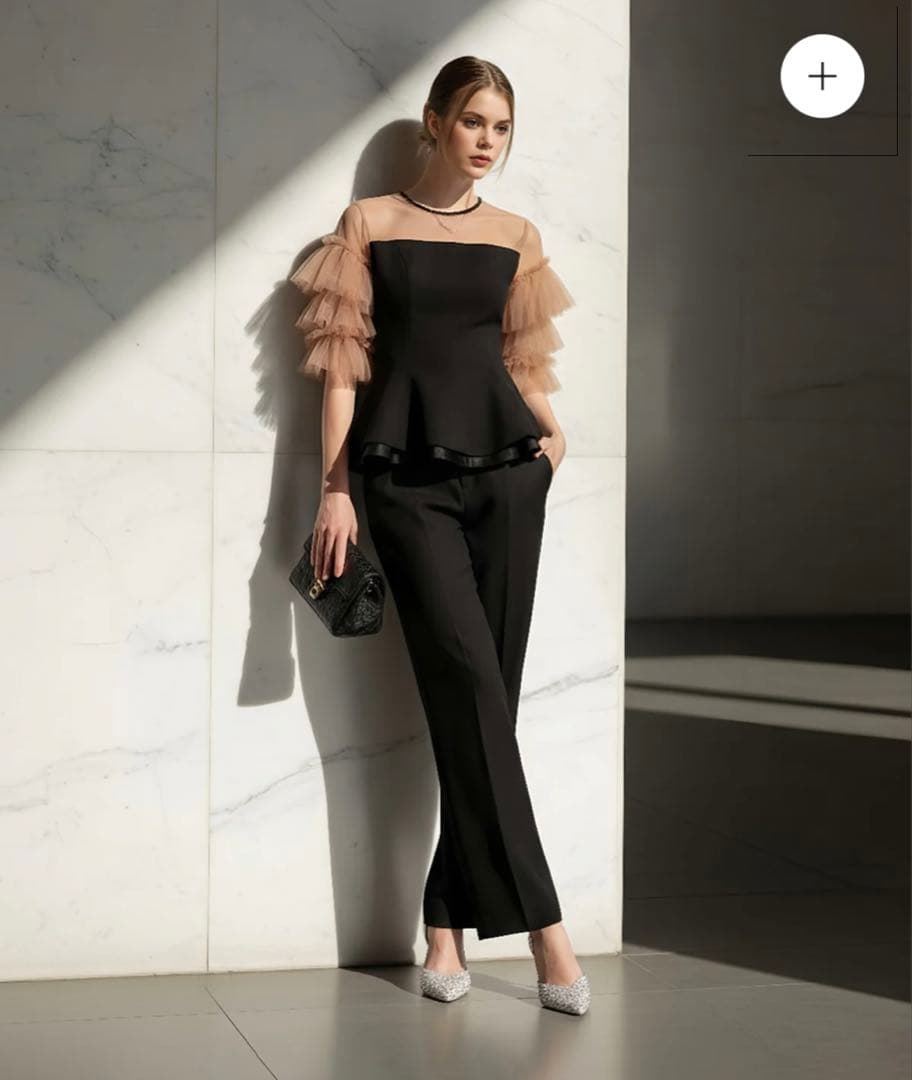 【新品】LEJA チュールスリーブペプラムセットアップパンツドレス