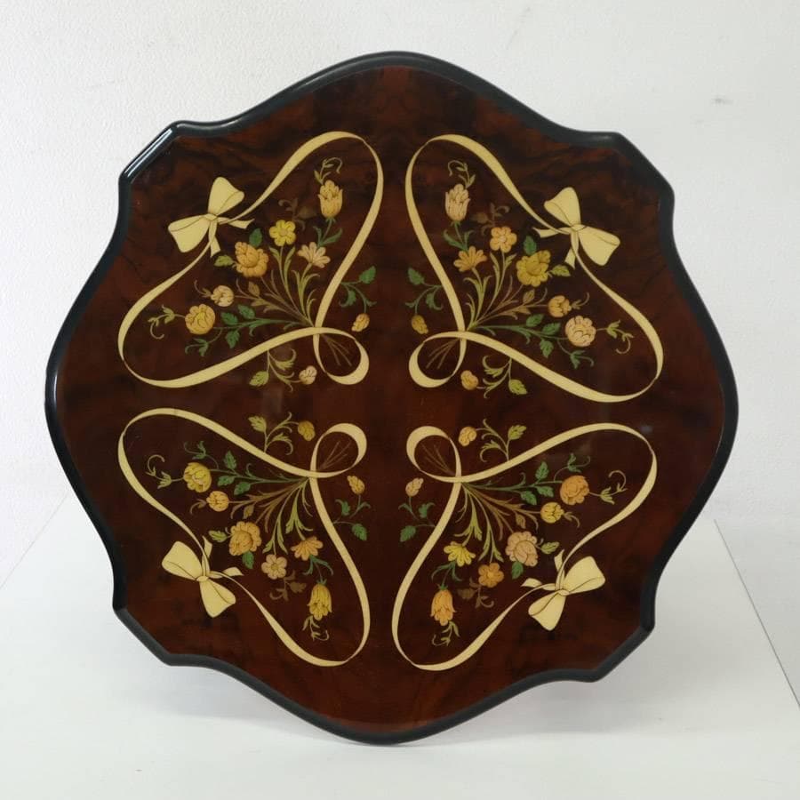 値下げイタリア製クラシカル家具 象嵌 サイドテーブル 花台 飾り台 高さ43cm