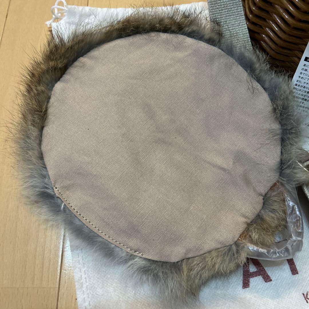 最終値下げ！ATAO ブラウン かごバッグ ファー付き