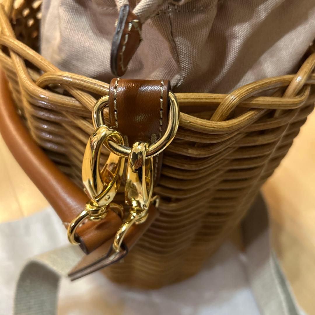 最終値下げ！ATAO ブラウン かごバッグ ファー付き