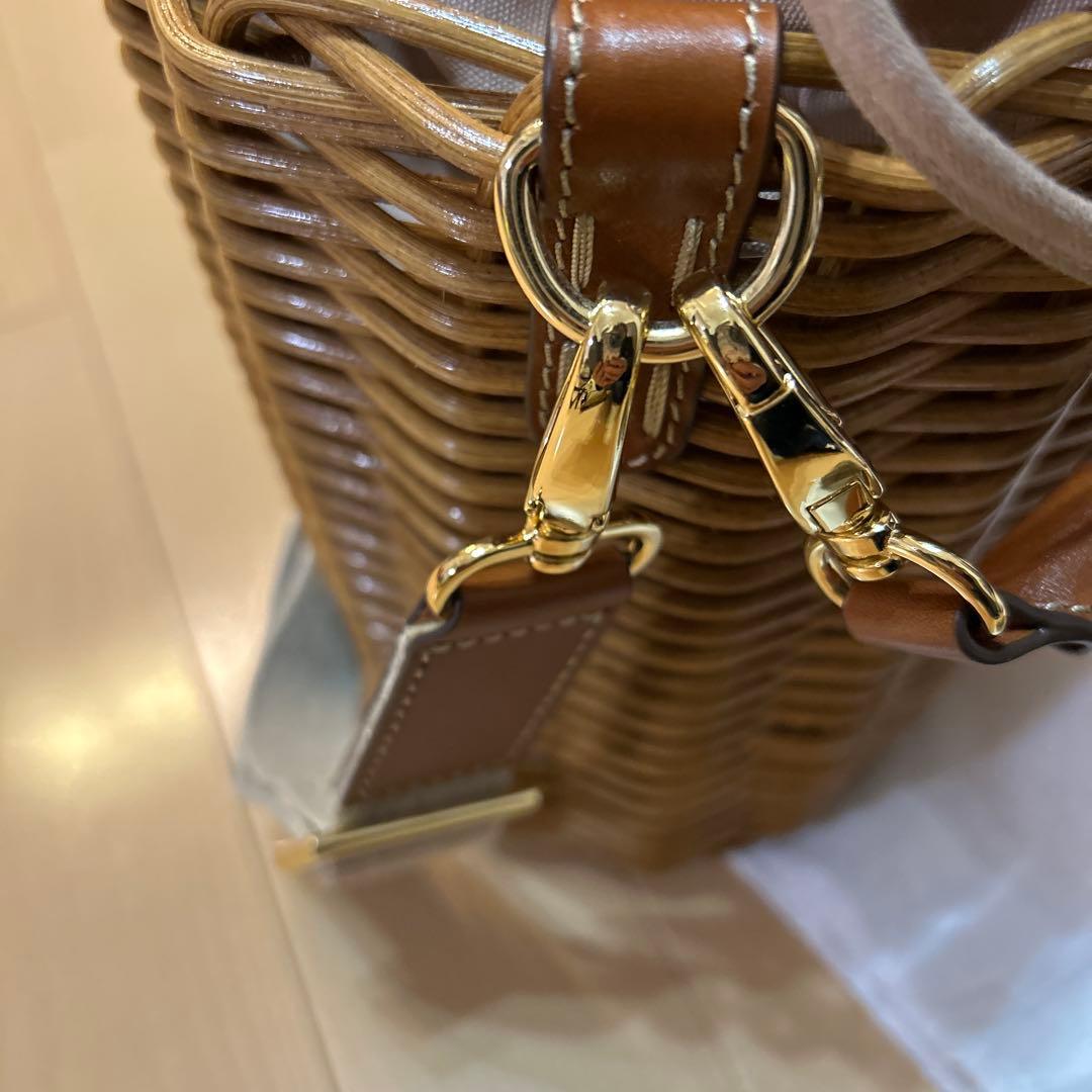 最終値下げ！ATAO ブラウン かごバッグ ファー付き