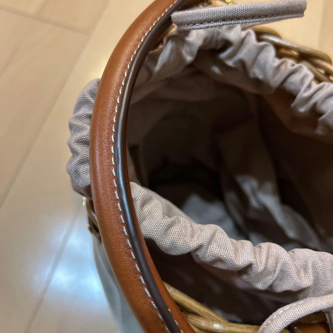 最終値下げ！ATAO ブラウン かごバッグ ファー付き