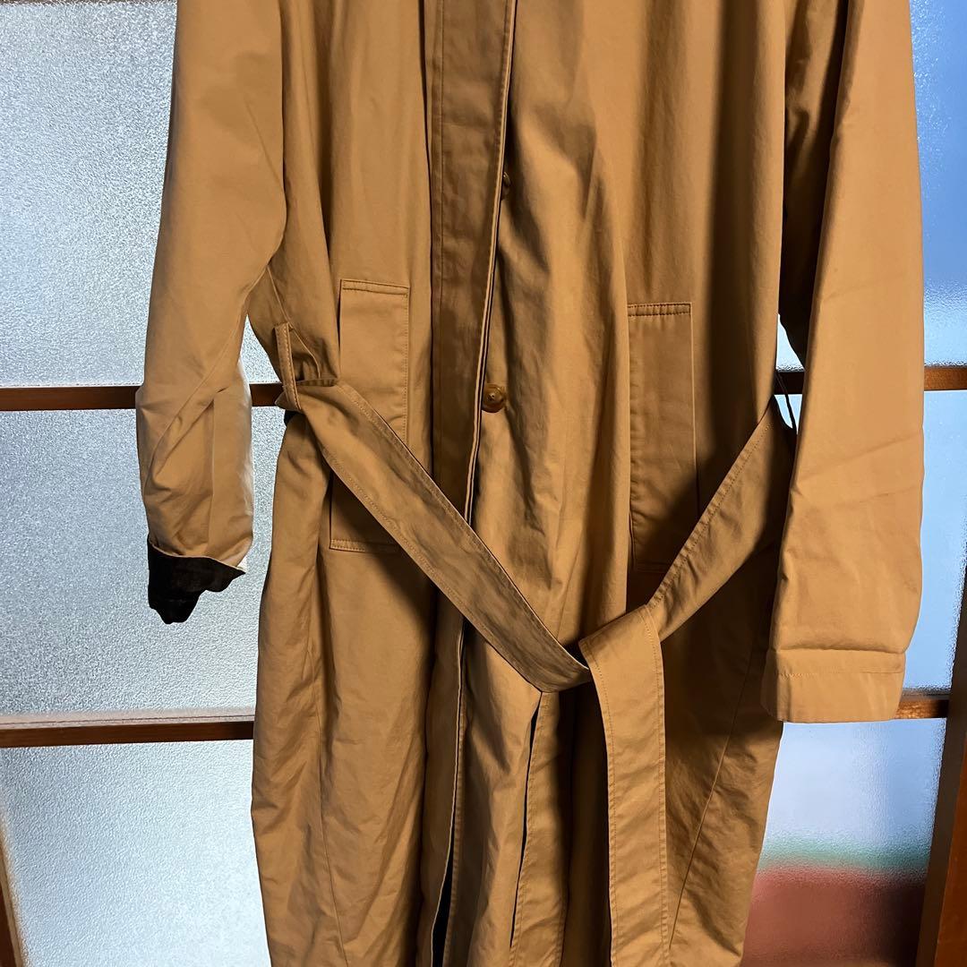 ベージュ/ブラック トレンチコート ロング丈