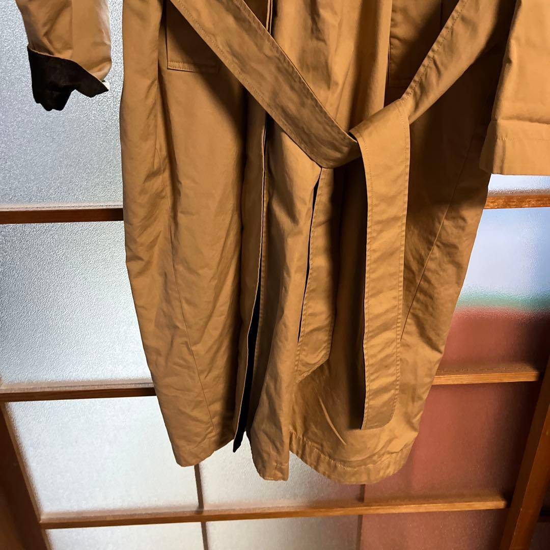 ベージュ/ブラック トレンチコート ロング丈