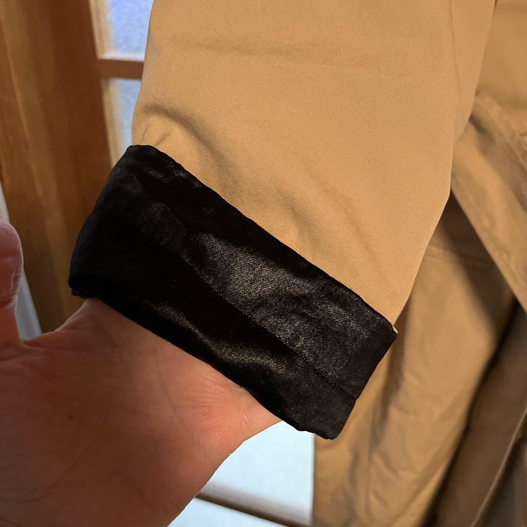 ベージュ/ブラック トレンチコート ロング丈