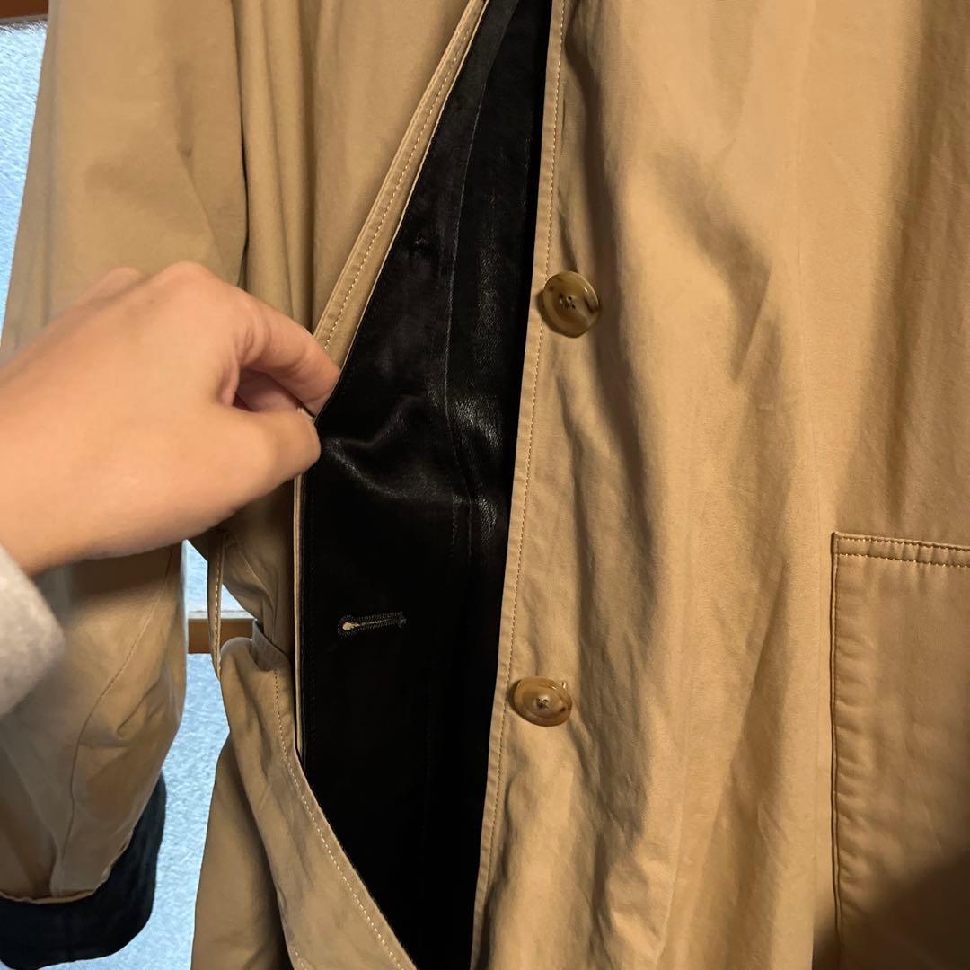 ベージュ/ブラック トレンチコート ロング丈