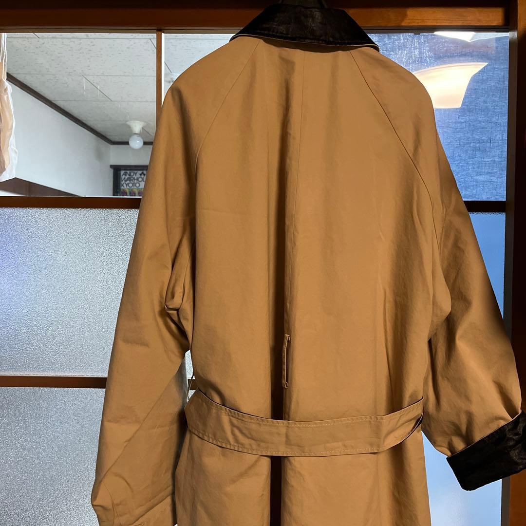 ベージュ/ブラック トレンチコート ロング丈