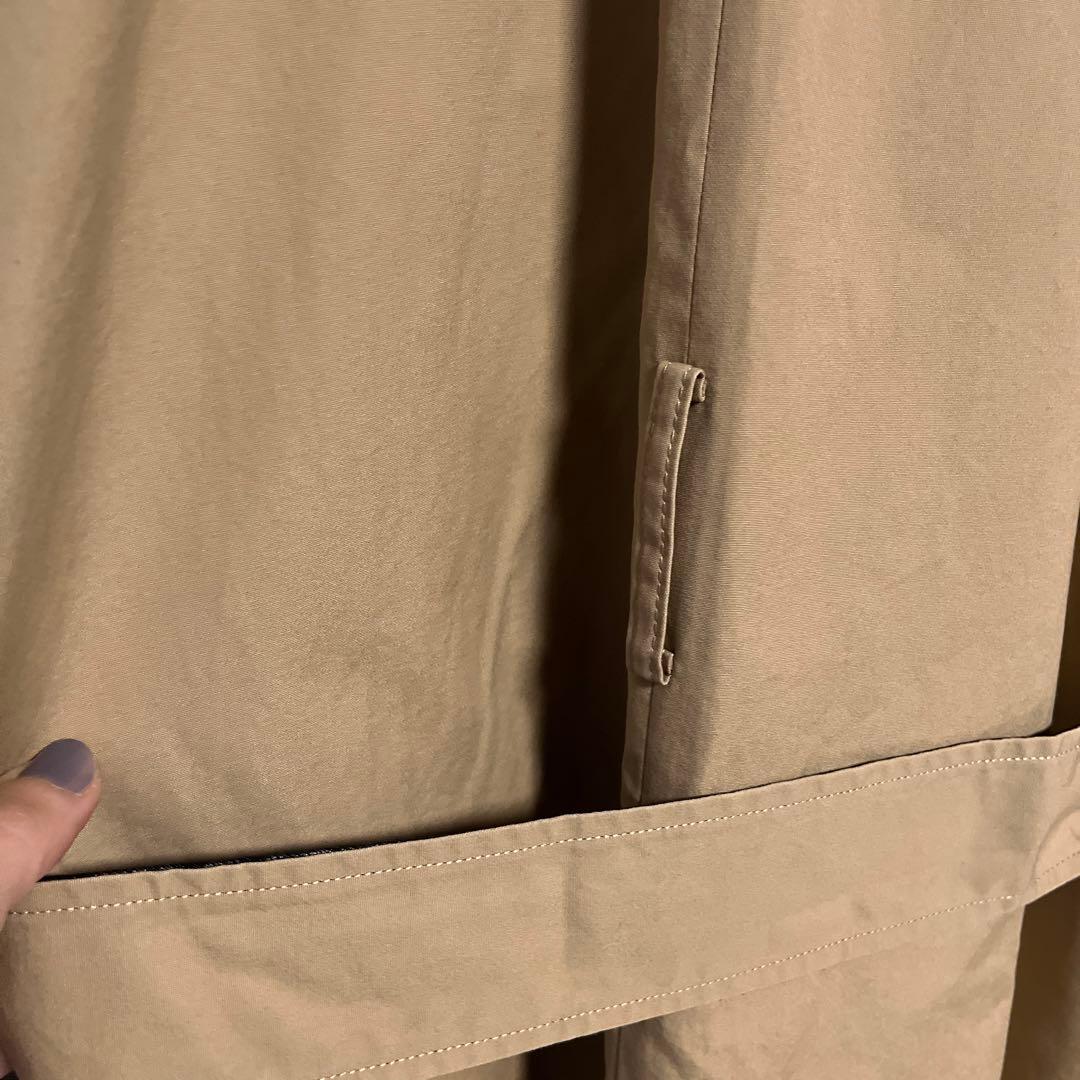 ベージュ/ブラック トレンチコート ロング丈