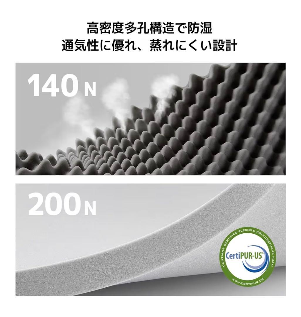 三つ折りマットレス シングル 厚さ10cm 高反発 硬め200N+硬め140N