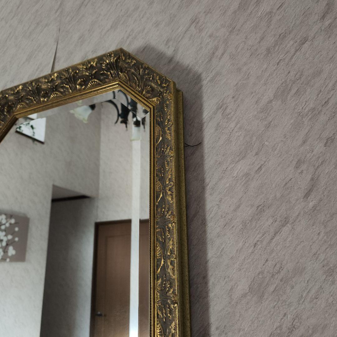 【希少】西洋アンティーク木製☆ウォールミラー