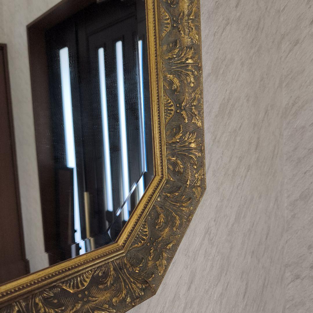 【希少】西洋アンティーク木製☆ウォールミラー