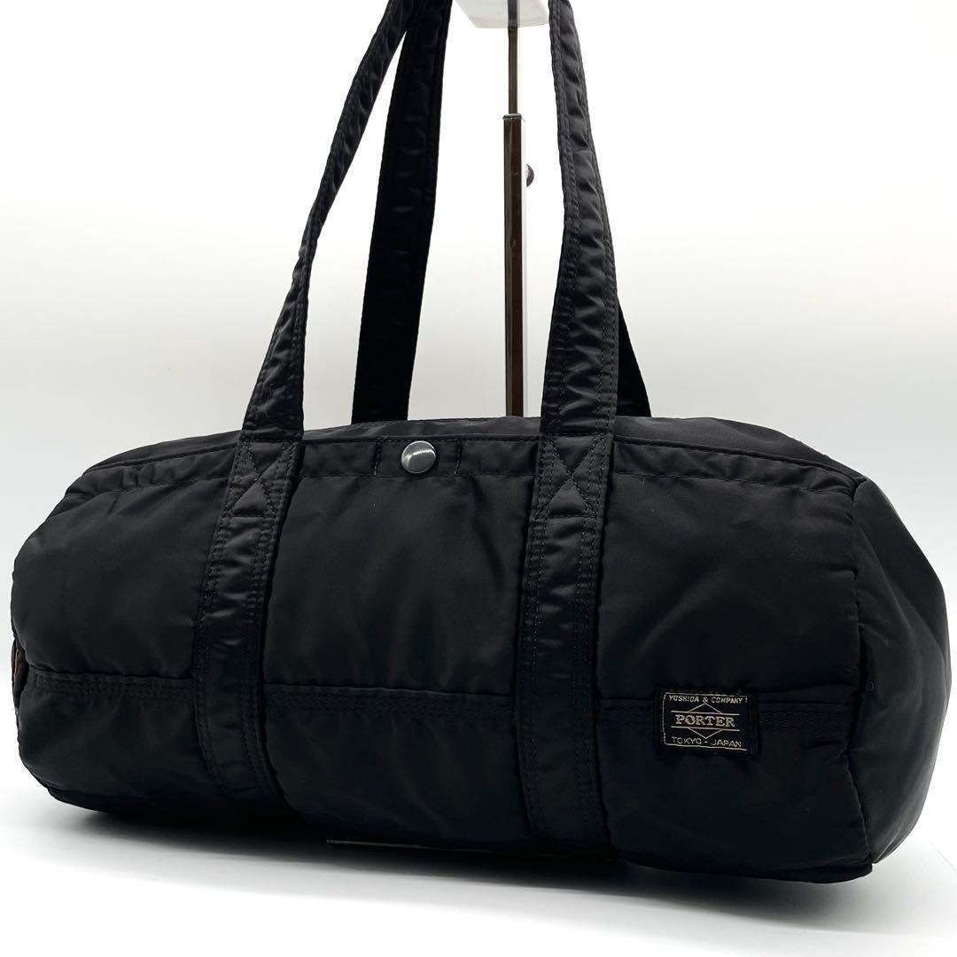 【美品】ポーター タンカー ドラムバッグ ミニボストン ナイロン ブラック